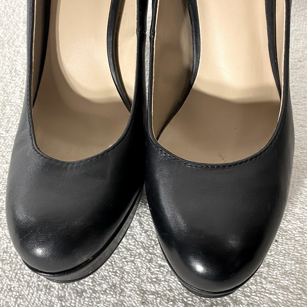 Roberto Vianni Blk Leather Round Toe Platform Heels 39 Corporate Siren Mob Wife - Picture 4 of 14